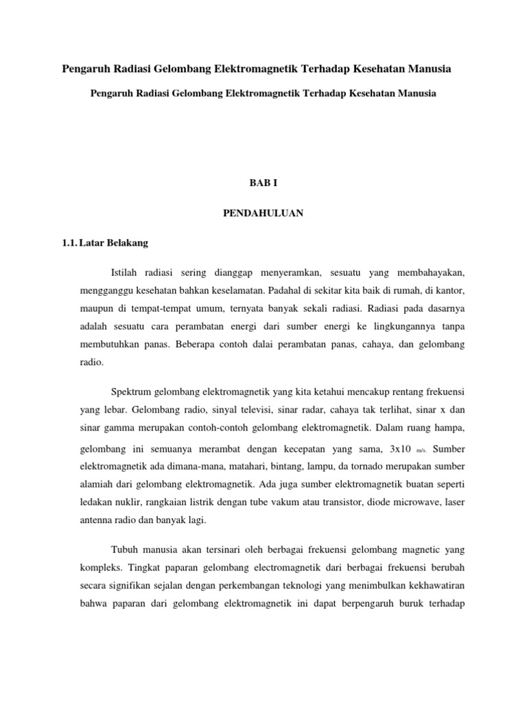 Pengaruh Radiasi Gelombang Elektromagnetik Terhadap Kesehatan Manusia