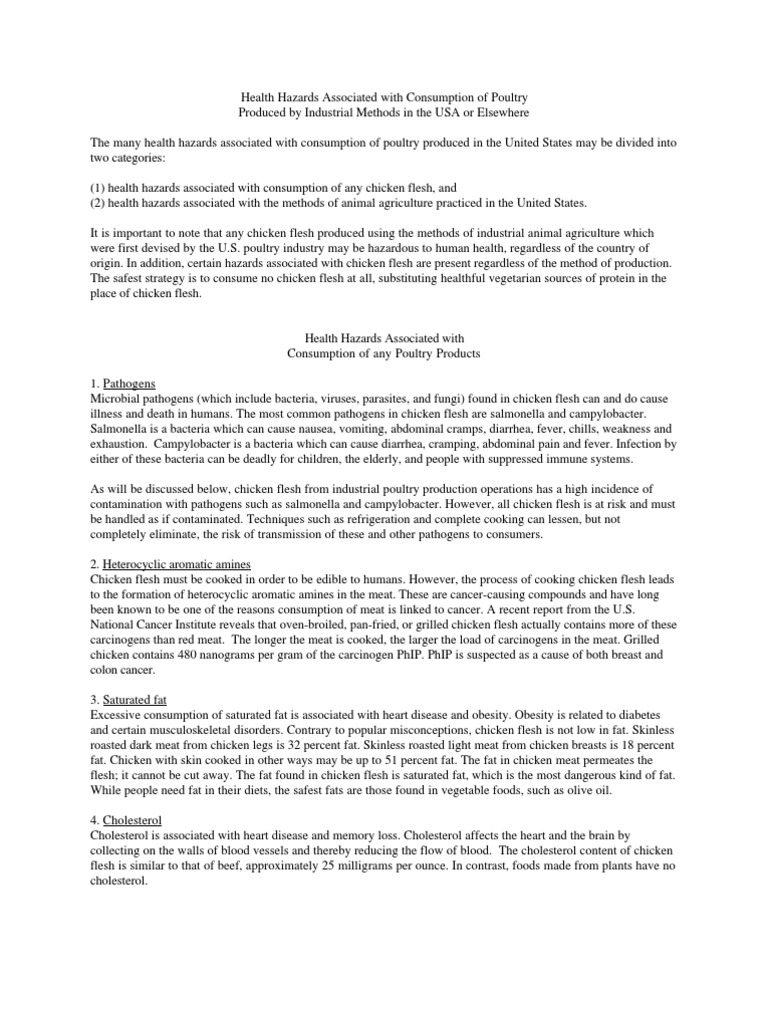 Health Hazards of Chicken Consumption PDF Meat Poultry Farming