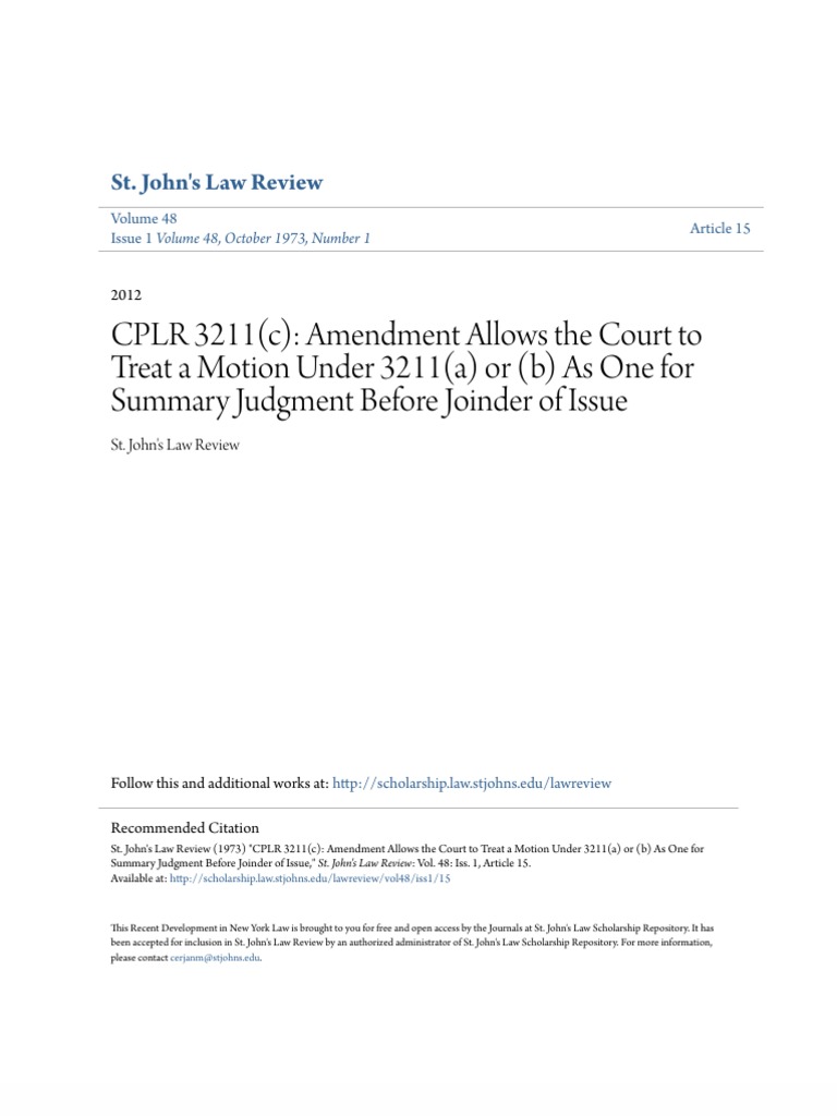 CPLR 3211 (C) Converting Motion To Dismiss To Motion For Summary
