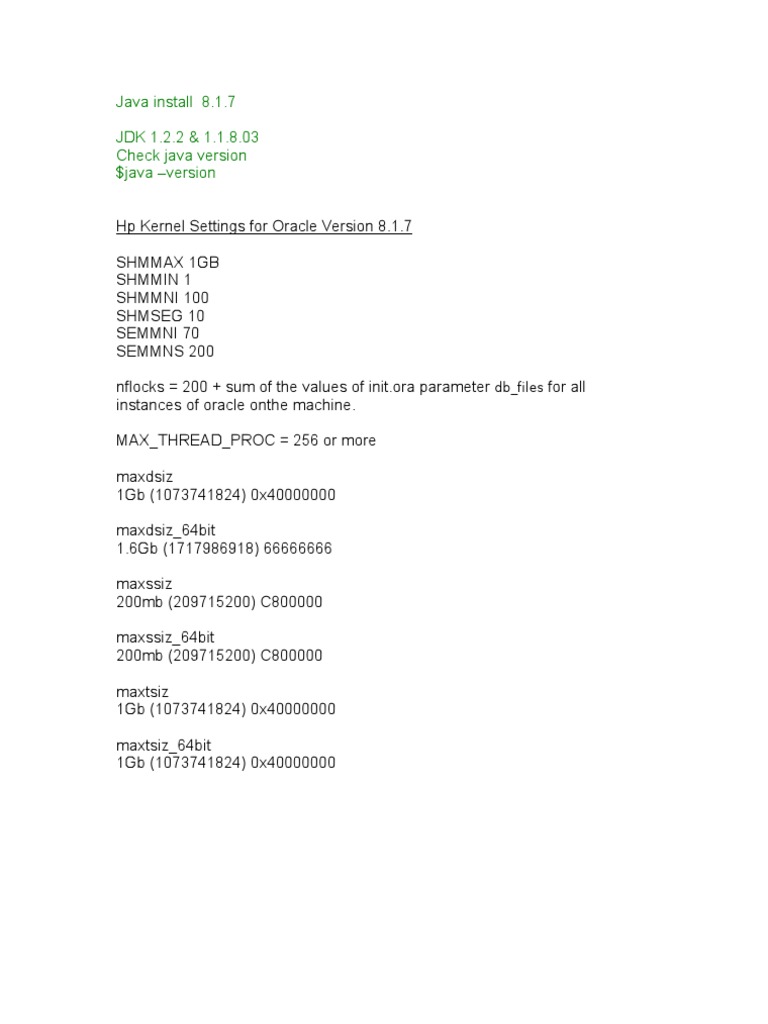 Java Installation and HP Kernel Settings | PDF | Teaching Methods ...