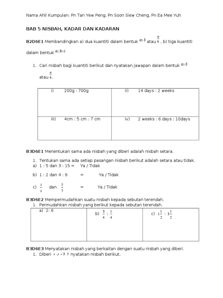 Pbs Bab 5 Nisbah Matematik Tingkatan 2 Pdf
