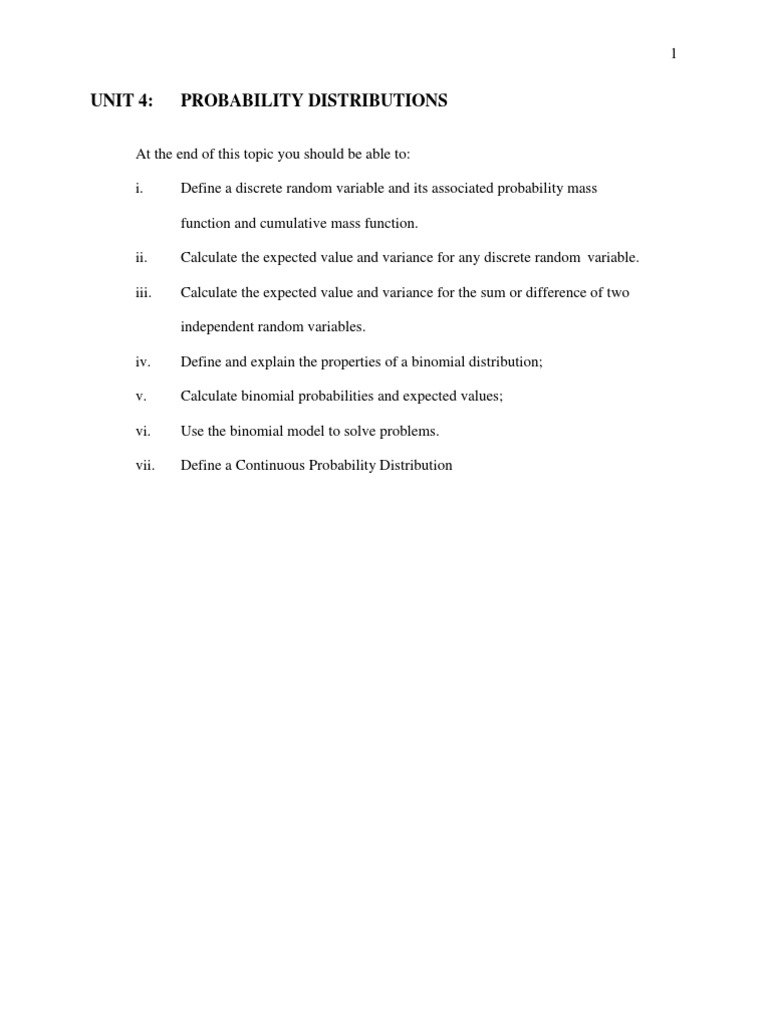Unit 4. Probability Distributions | PDF | Probability Distribution ...