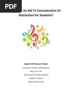 Download Research Paper Is Music An Aid To Concentration Or Distraction For Students by Syed Jafar S Mahmood SN152374775 doc pdf