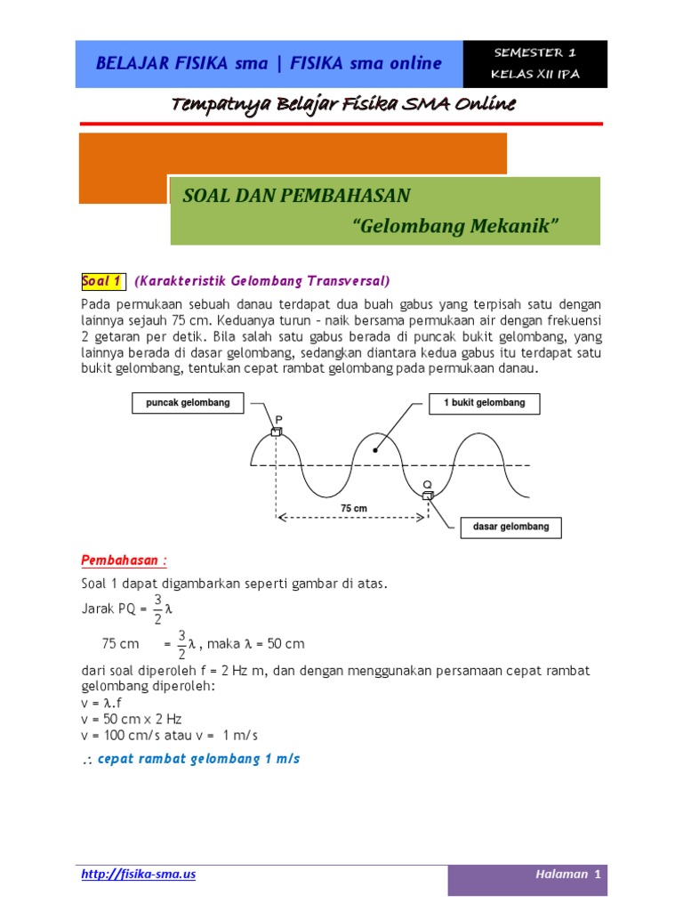Soal Dan Pembahasan Gelombang Mekanik
