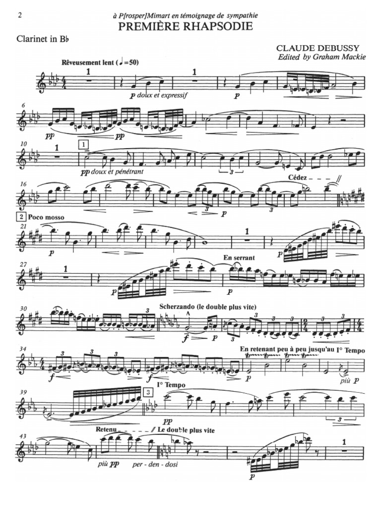 Debussy Premiere Rhapsodie Part Sheet Music
