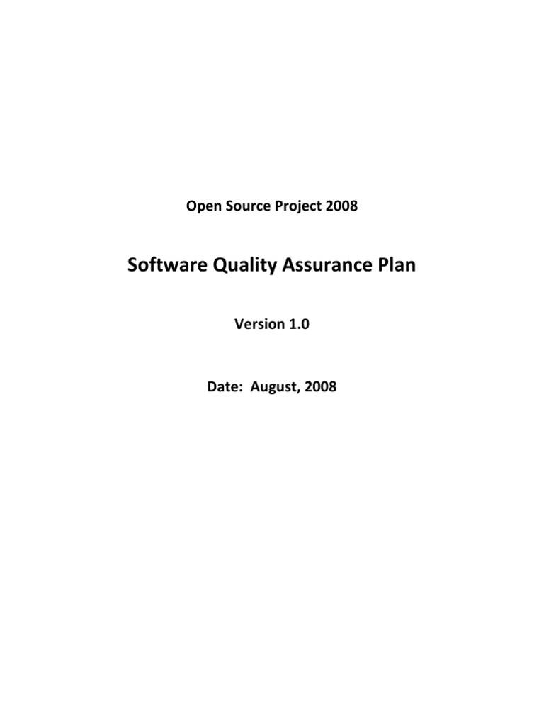 Software Quality Assurance Plan 2008 | PDF | Quality Assurance ...