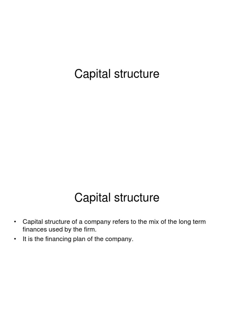 Capital Structure PDF Capital Structure Financial Capital