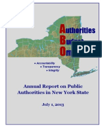 Uthorities Udget Ffice: Annual Report On Public Authorities in New York State
