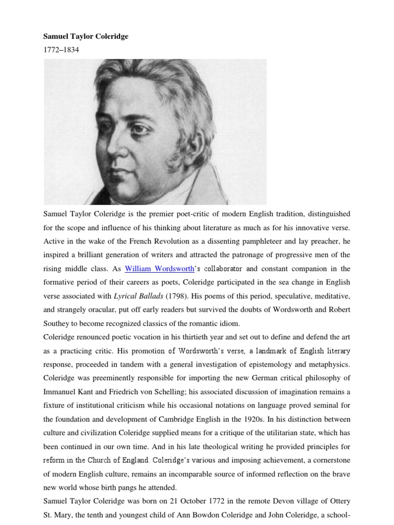 Samuel Taylor Coleridge William Wordsworth PDF Samuel Taylor