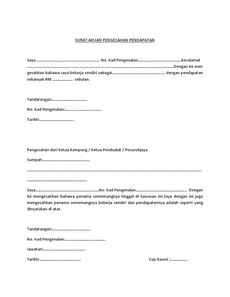 Nak Dapatkan Surat Tidak Bekerja Daripada Ketua Kampung Terengganu Pdf