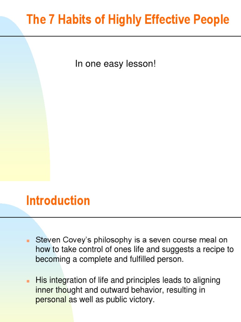 The 7 Habits of Highly Effective People: in One Easy Lesson! | PDF ...