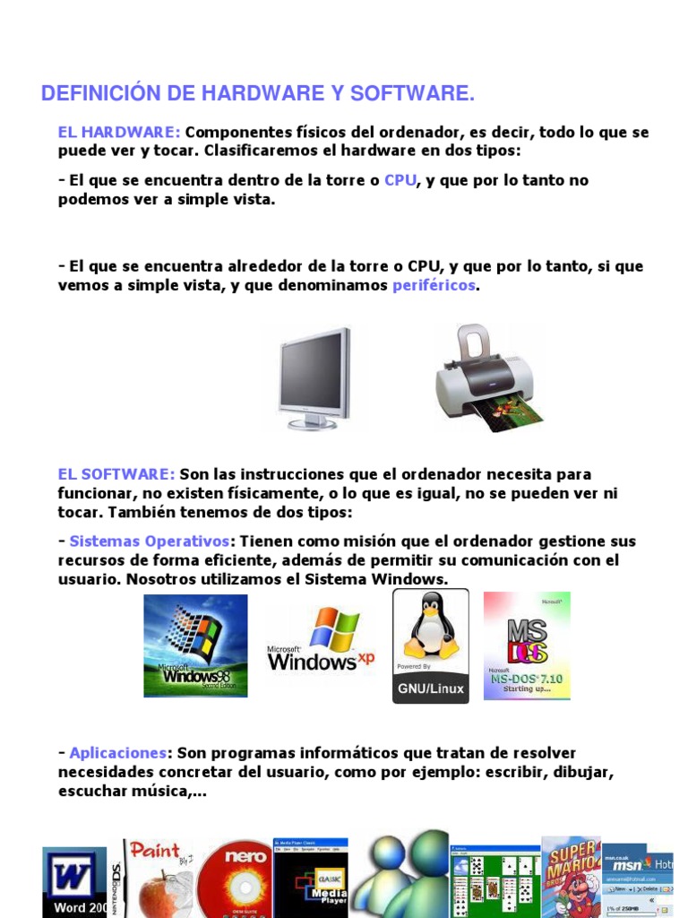 DEFINICIÓN DE HARDWARE Y SOFTWARE PDF