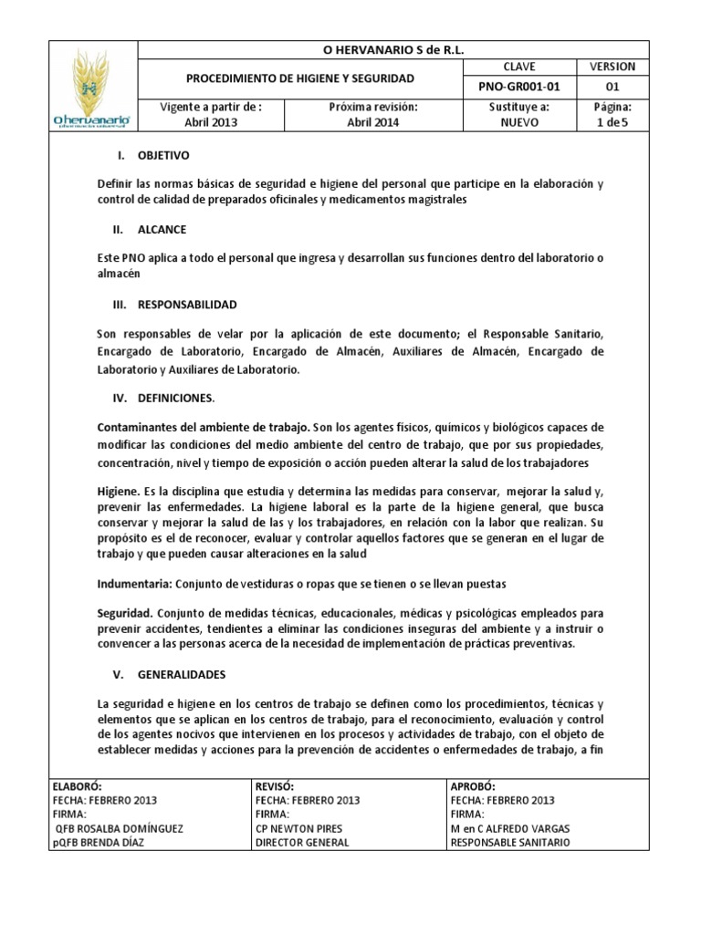 Normas de Seguridad e Higiene Laboral | PDF | Laboratorios | Salud y ...