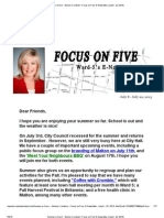 Summer Is Here! - Bonnie Crombie's 'Focus On Five' E-Newsletter (July 8 - 22, 2013)