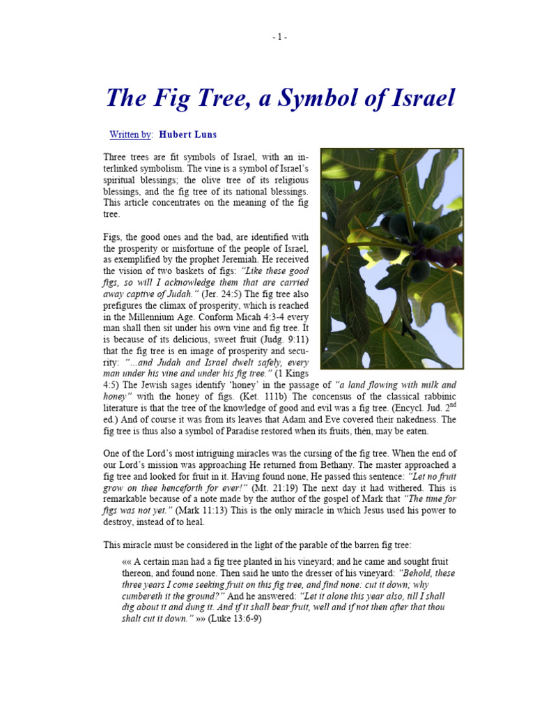 The Fig Tree A Symbol of Israel PDF Acts Of The Apostles Jesus