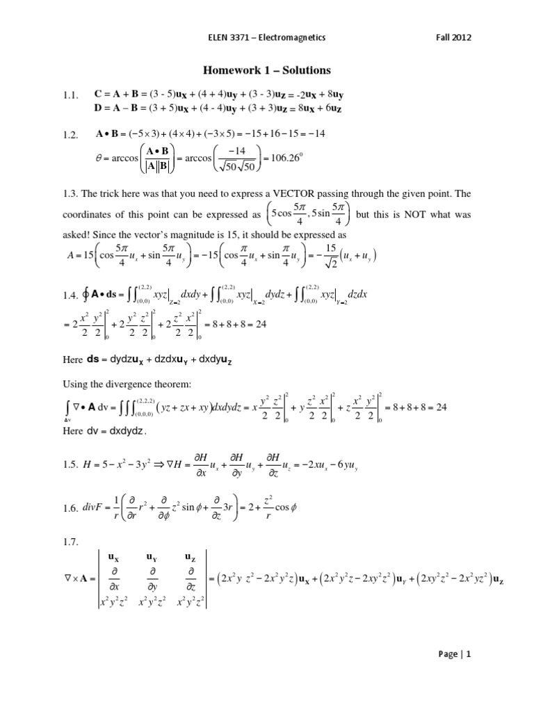 HW 1 - Solutions | PDF | Space | Trigonometry