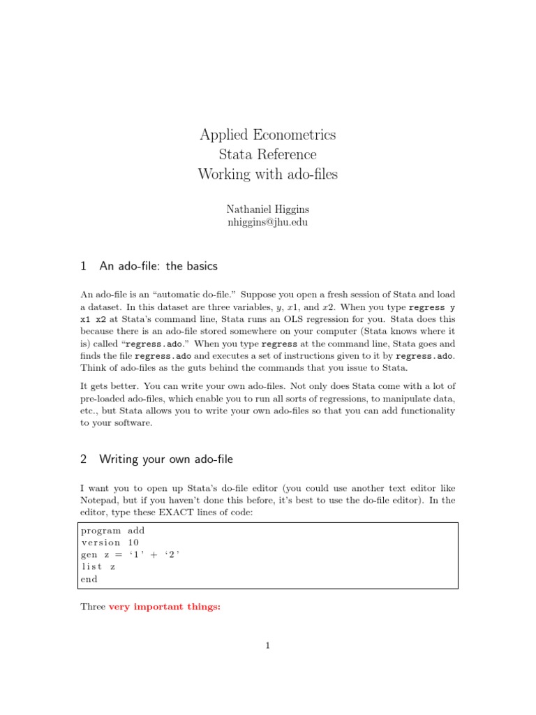 Creating and Using Ado-Files in Stata | PDF | Command Line Interface ...
