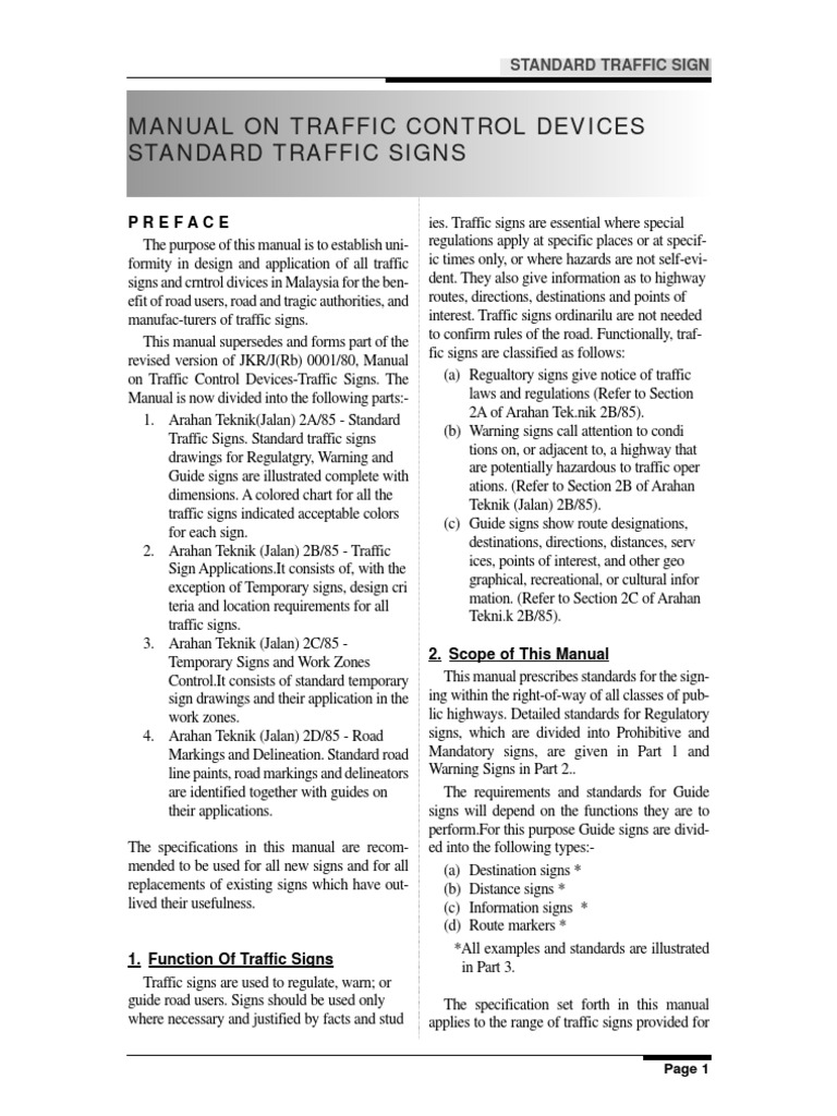 JKR Manual On Traffic Control PDF