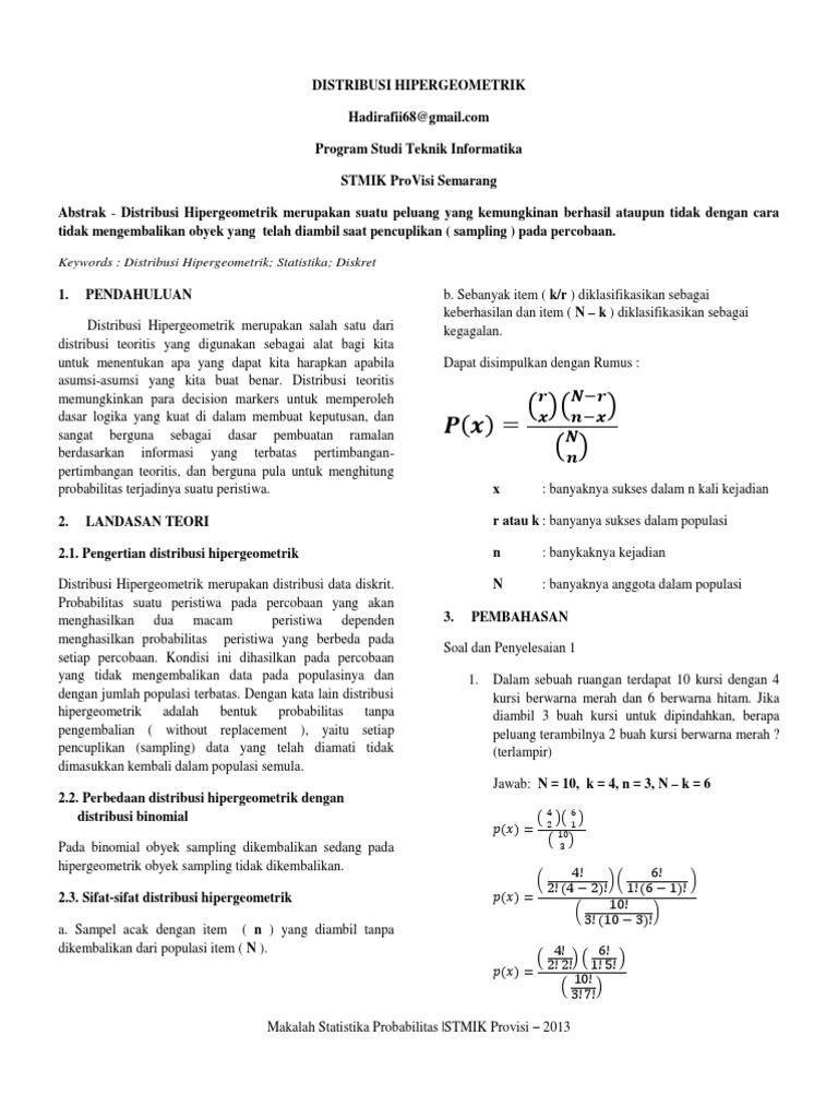 Distribusi Hipergeometrik