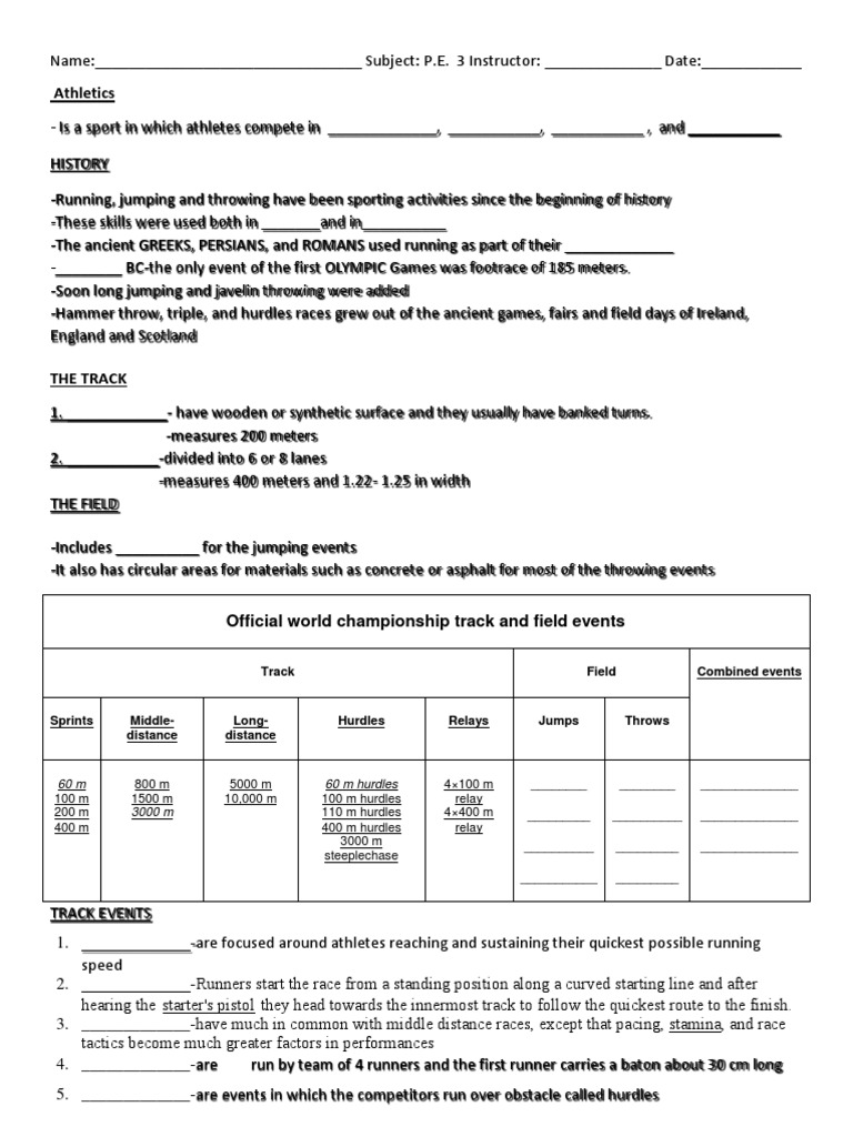 Athletics PDF Track And Field Athletic Sports