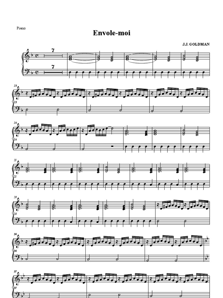 Envole-Moi - J.J. GOLDMAN - Piano - Piano | PDF