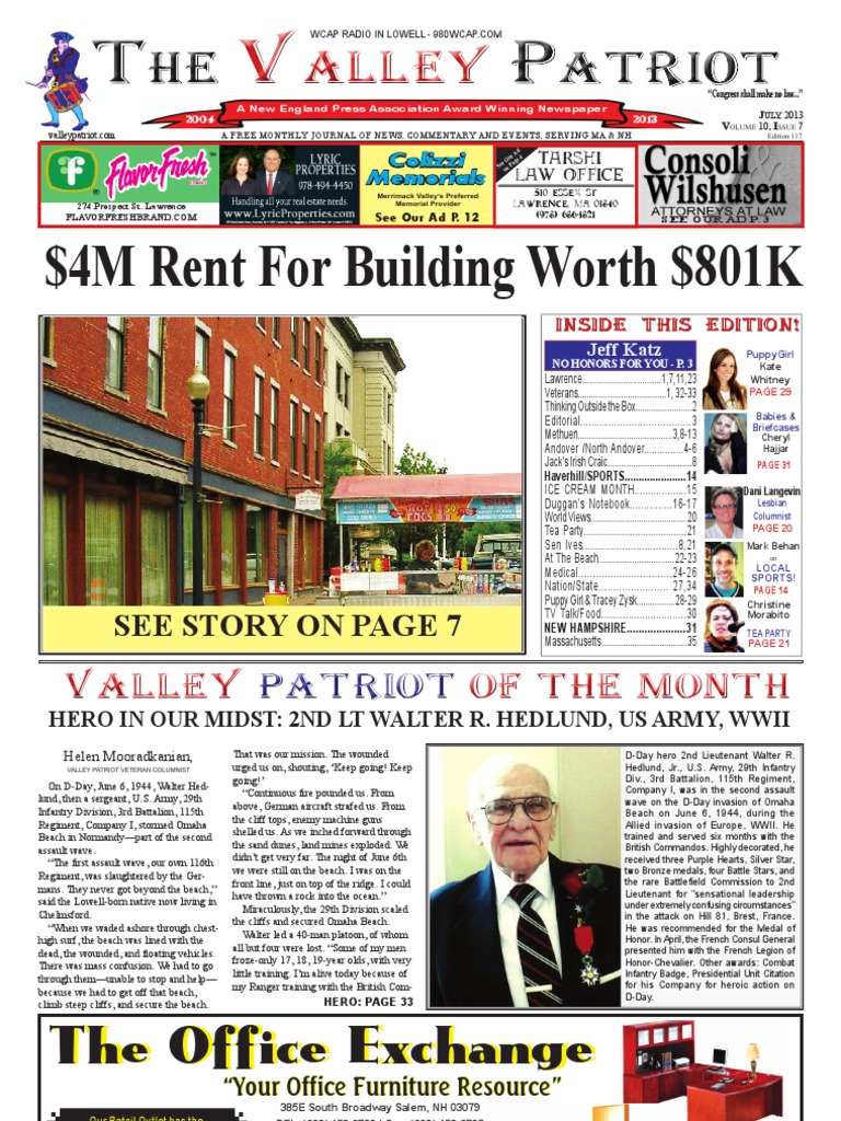The Valley Patriot Newspaper, North Andover Massachusetts, July 2013, Tom Duggan PDF