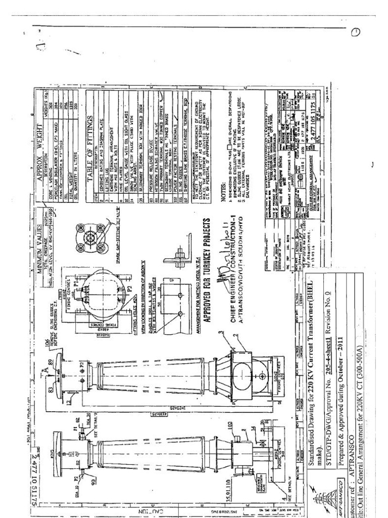 220KV Current Transformer Drawing-Typical | PDF