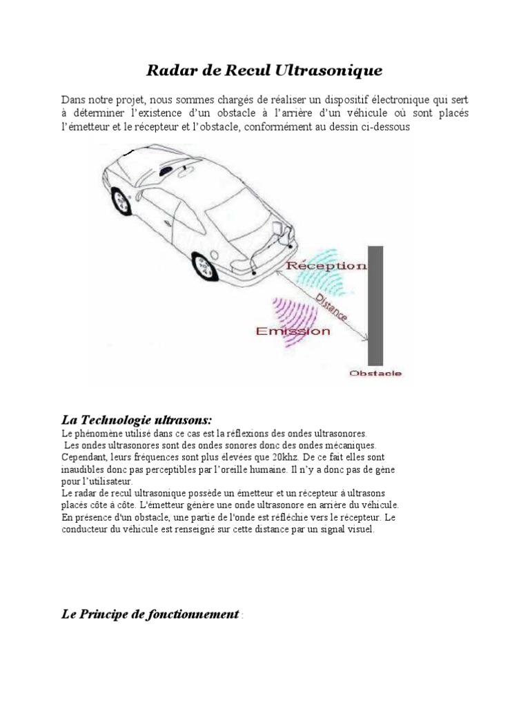 Quel Est La Relation Mathématique D un Radar De Recul Schéma Radar de Recul Ultrasonique | PDF | Émetteur | Amplificateur électronique