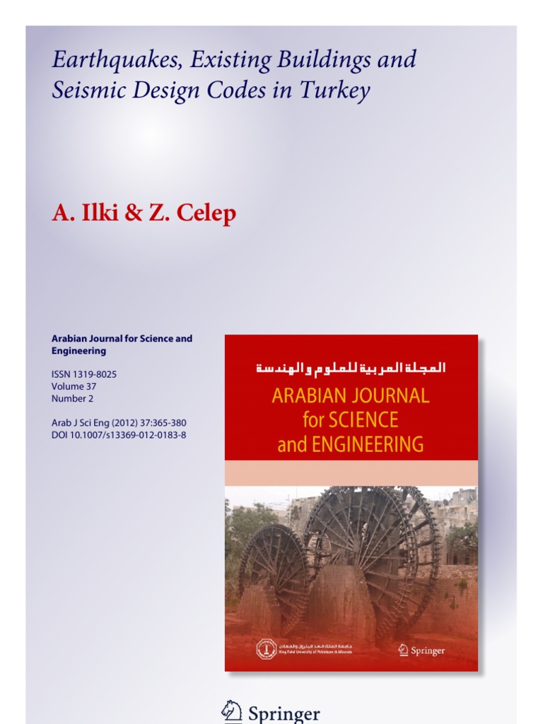 Earthquakes, Existing Buildings and Seismic Design Codes in Turkey | PDF