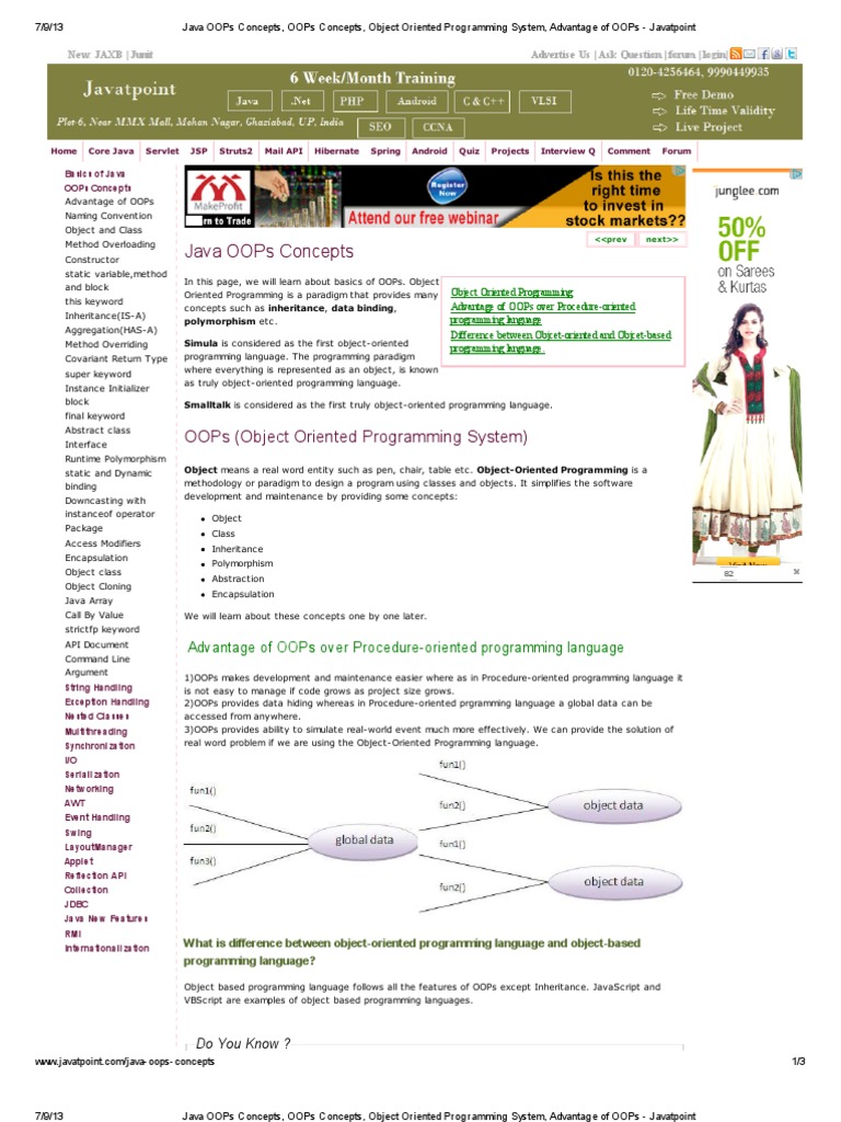 Java OOPs Concepts, OOPs Concepts | PDF | Object Oriented Programming ...