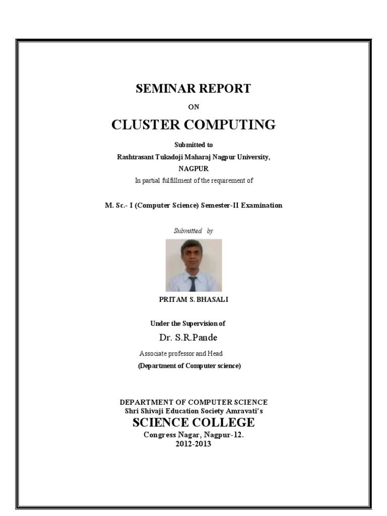 Cluster Computing by Pritam Bhansali | PDF | Computer Cluster | Media ...