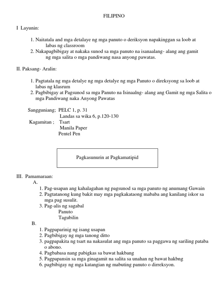 Lesson Plan Filipino 6 2013