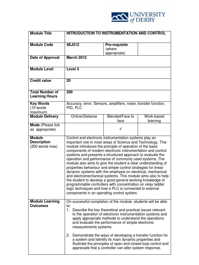 Introduction To Instrumentation and Control | PDF | Programmable Logic ...