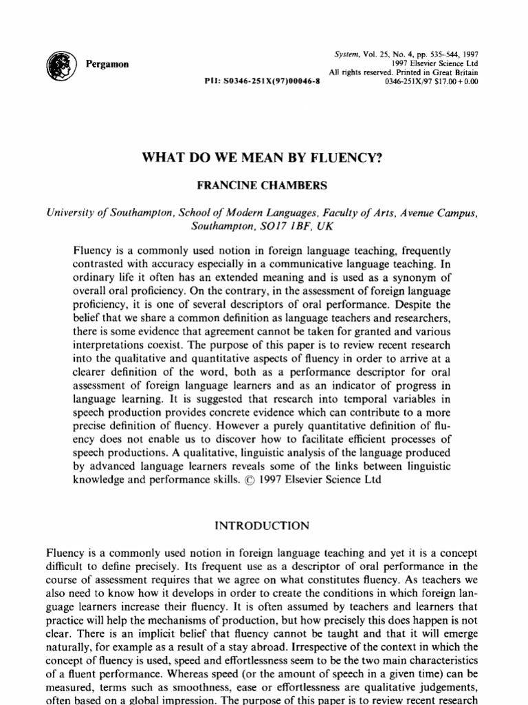 Fluency in English | PDF | Second Language | Second Language Acquisition