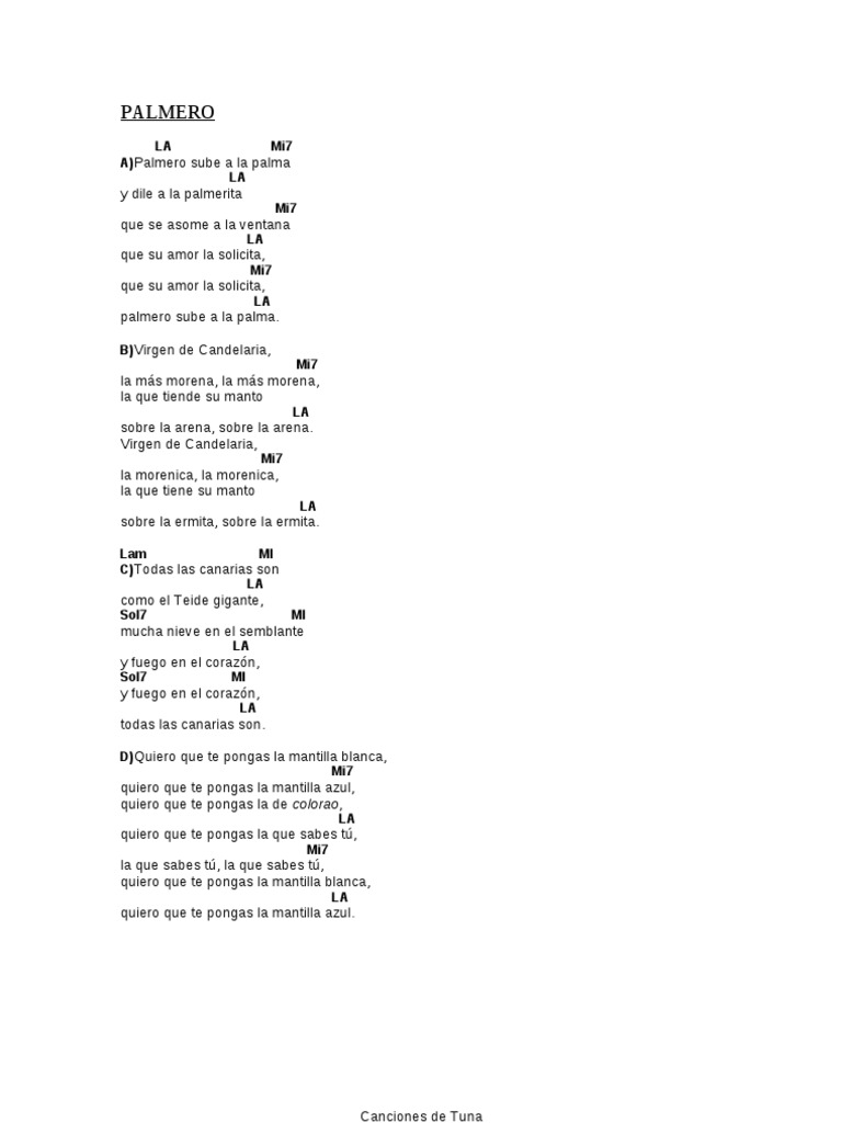 Cancionero de La Tuna Con Acordes Naturaleza Entretenimiento (general)