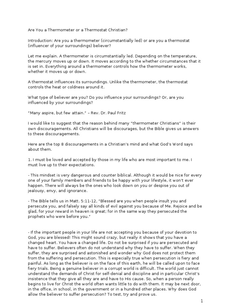 Are You A Thermometer or A Thermostat Christian PDF Jesus Prayer