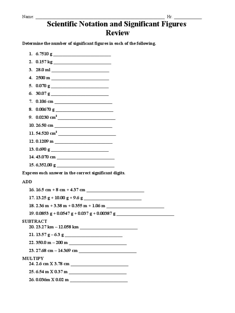 Scientific Notation and Significant Figures | PDF