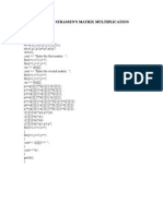 program For Strassen'S Matrix Multiplication