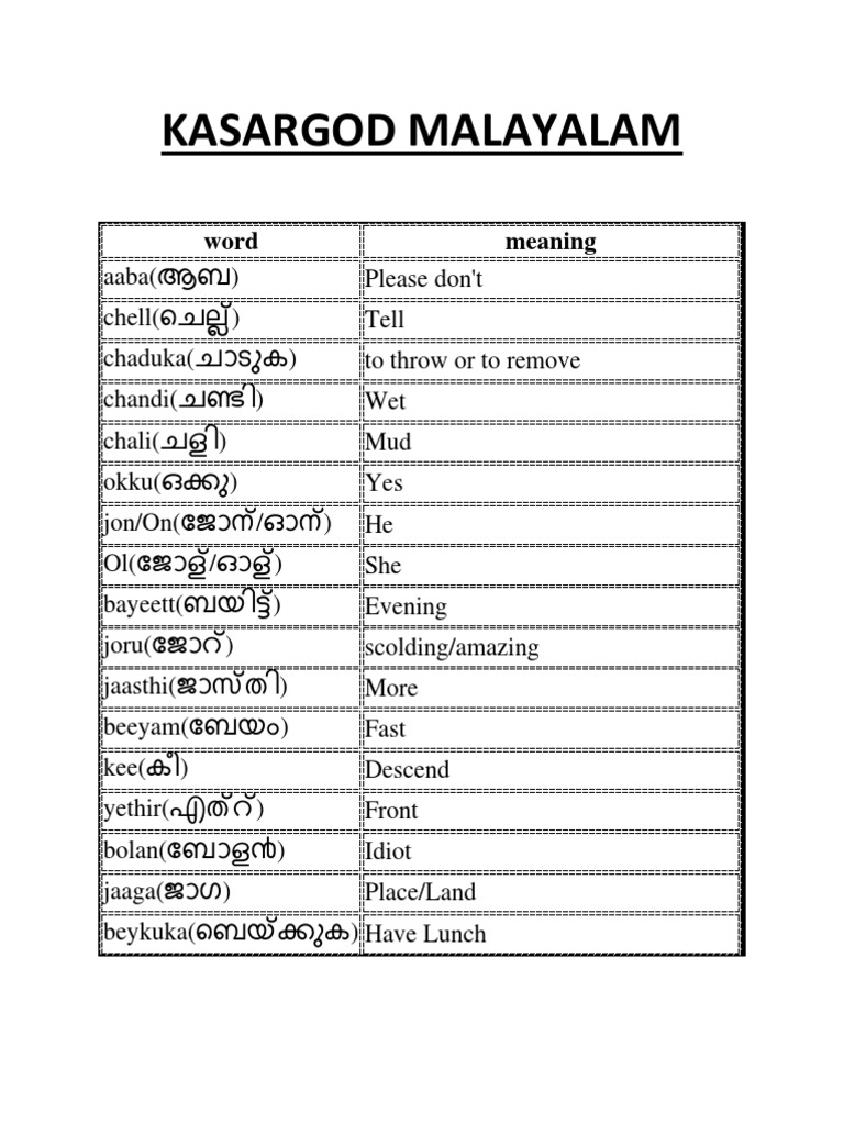 Kasargod Malayalam