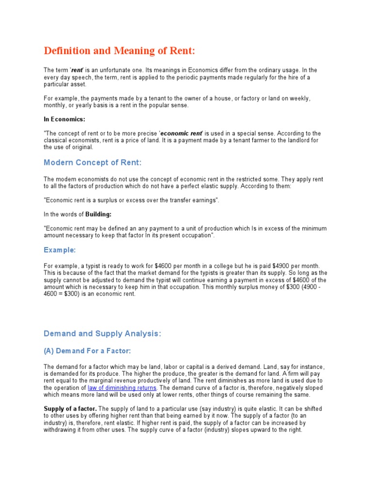 WEEK 3LESSON 5Definition and Meaning of Rent PDF Supply