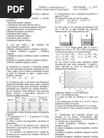 I Lista de Exercícios de Química