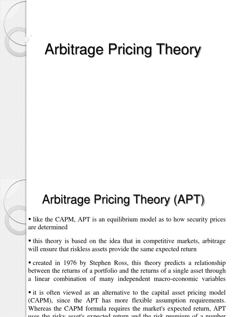 Arbitrage Pricing Theory | PDF | Capital Asset Pricing Model | Economic  Institutions