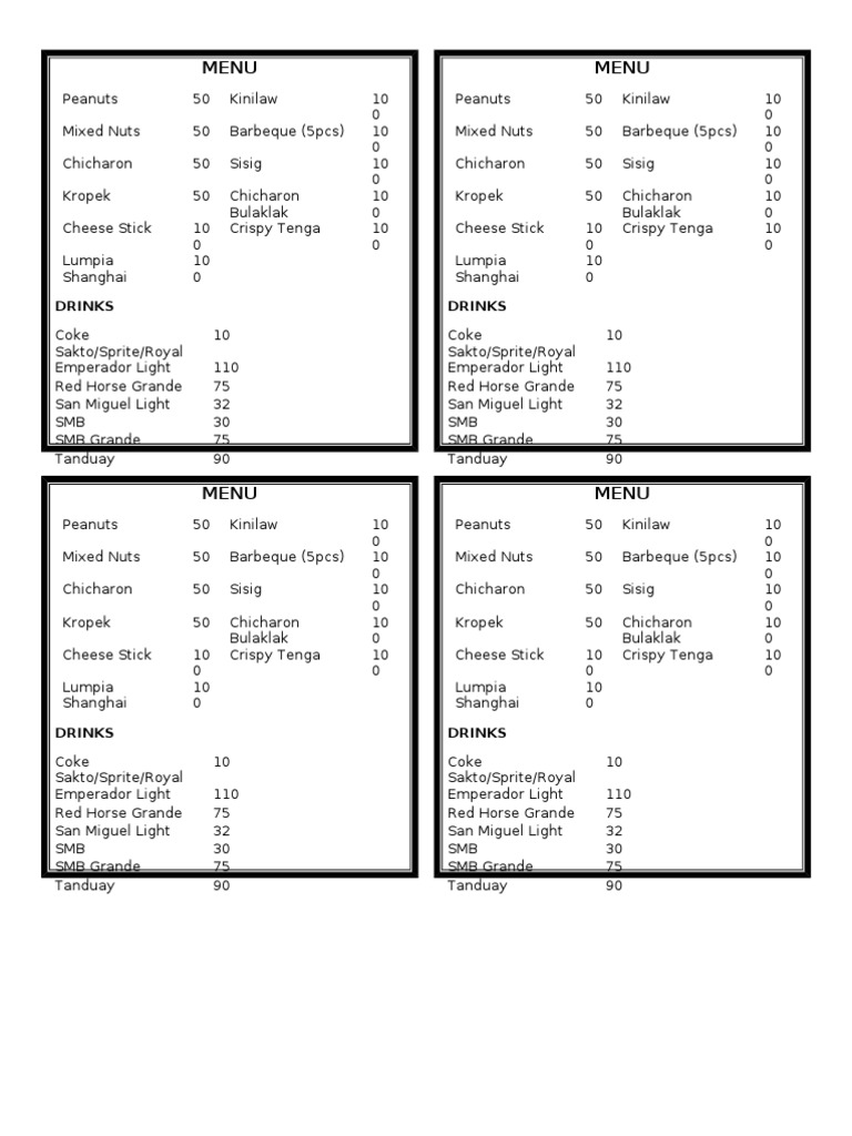 Menu | PDF