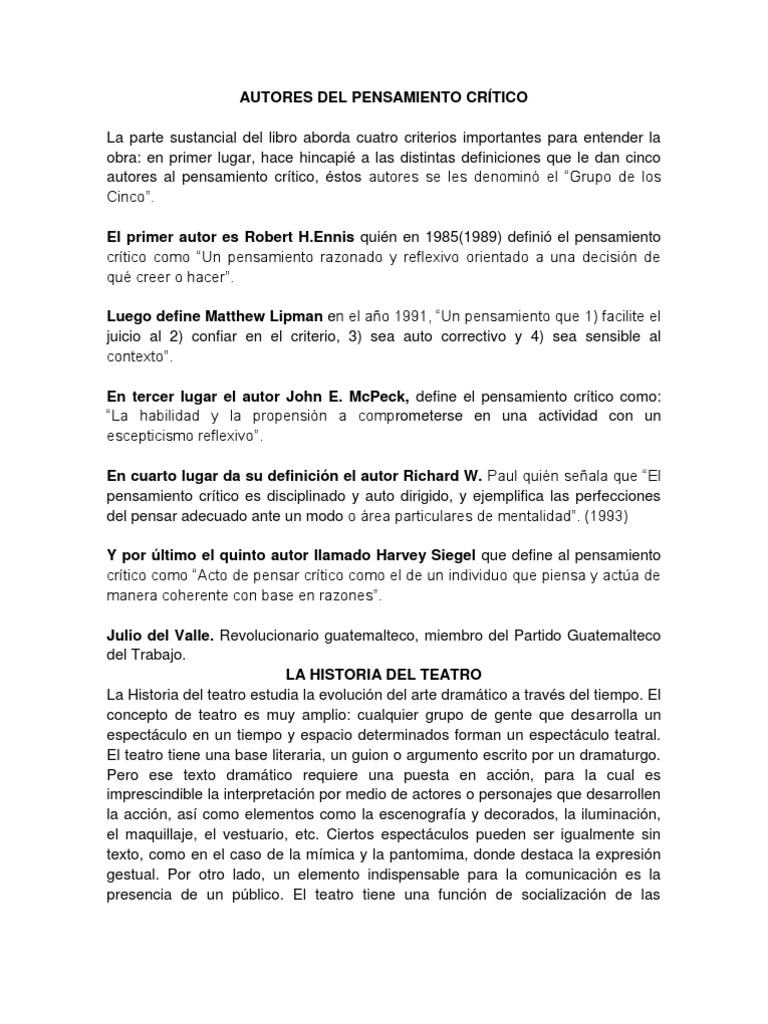 AUTORES DEL PENSAMIENTO CRÍTICO