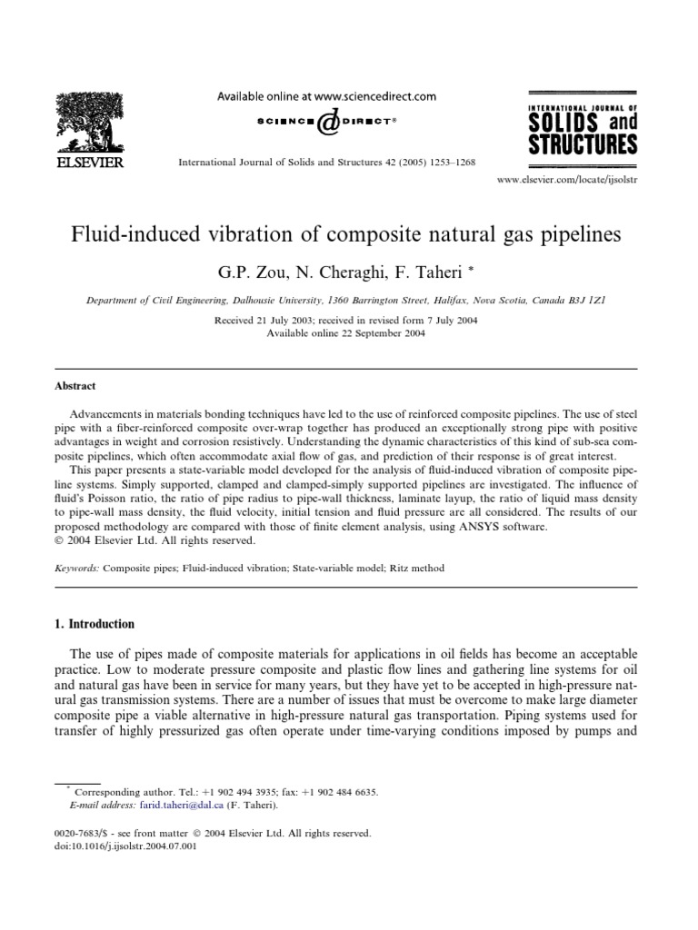 Fluid Induced Vibration of Composite Natural Gas Pipelines | PDF ...