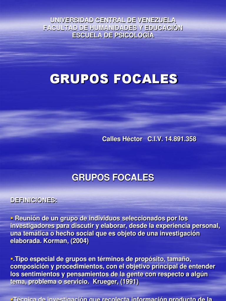 Definición y características de grupos focales | PDF | Grupo de enfoque ...