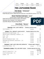 Sushi Den Sake List 2013