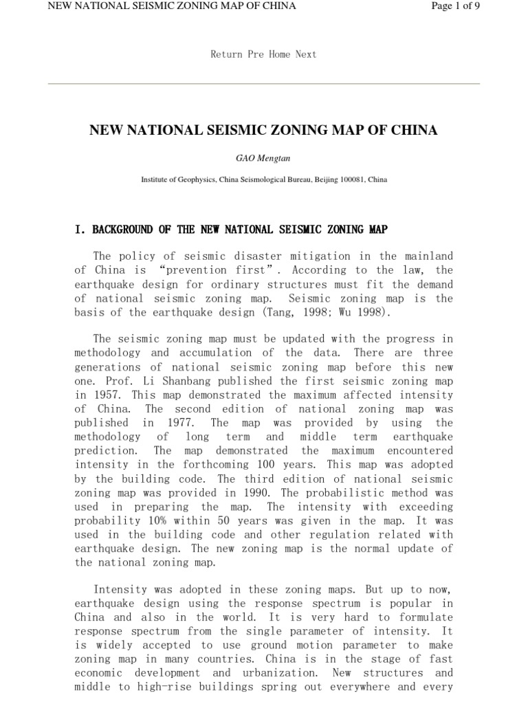 New Seismic Zoning Map of China | PDF | Seismology | Earthquakes