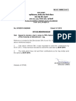No. 6/10/2013-S&D/648 Dated: 9.7.2013 Office Memorandum Sub: Appeal To Donate A Day's Salary To PM's National Relief Fund in View of The Calamity at Uttarakhand - Reg