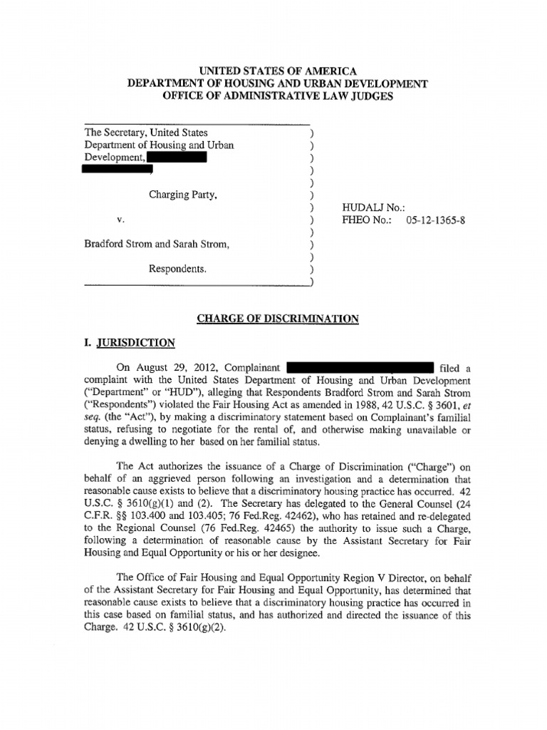 HUD Violation Housing Discrimination (United States) Government